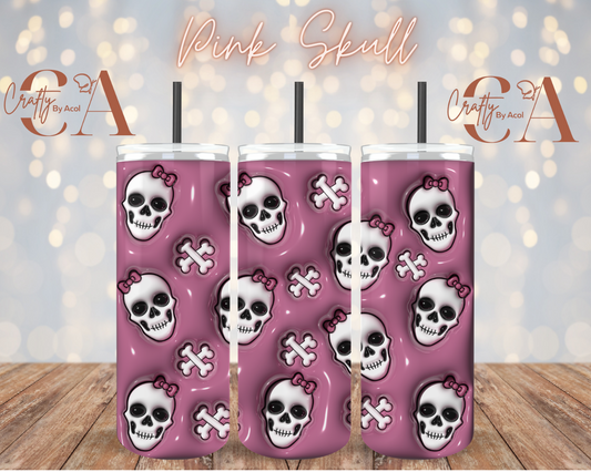 Pink Skull Vinyl Can Wrap