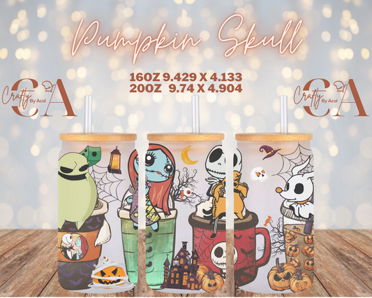 Pumpkin Skull Vinyl Can Wrap