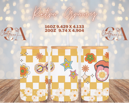 Retro Groovy Vinyl Can Wrap