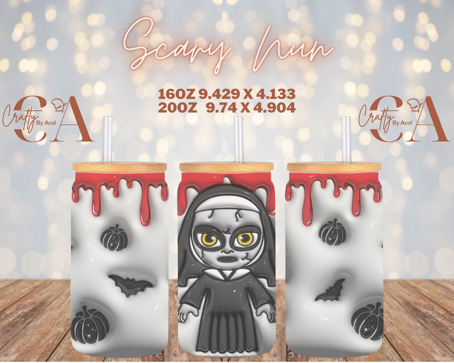Scary Nun Vinyl Can Wrap