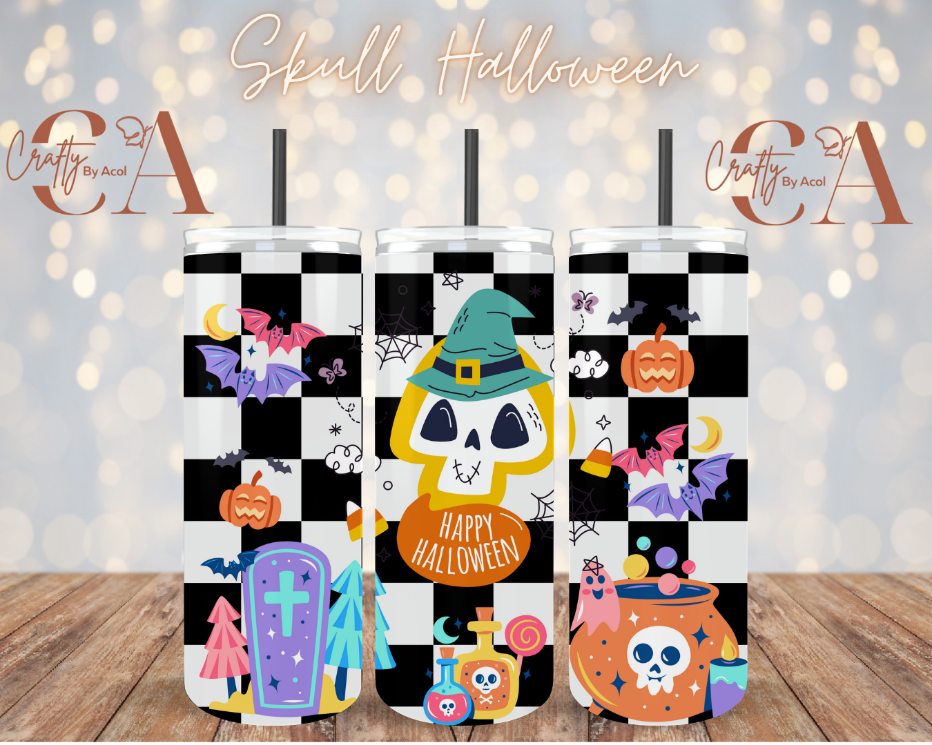 Skull Halloween Vinyl Can Wrap