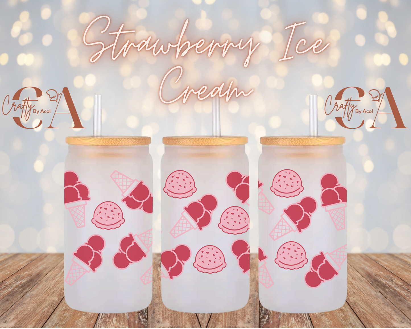 Strawberry Ice Cream Vinyl Can Wrap