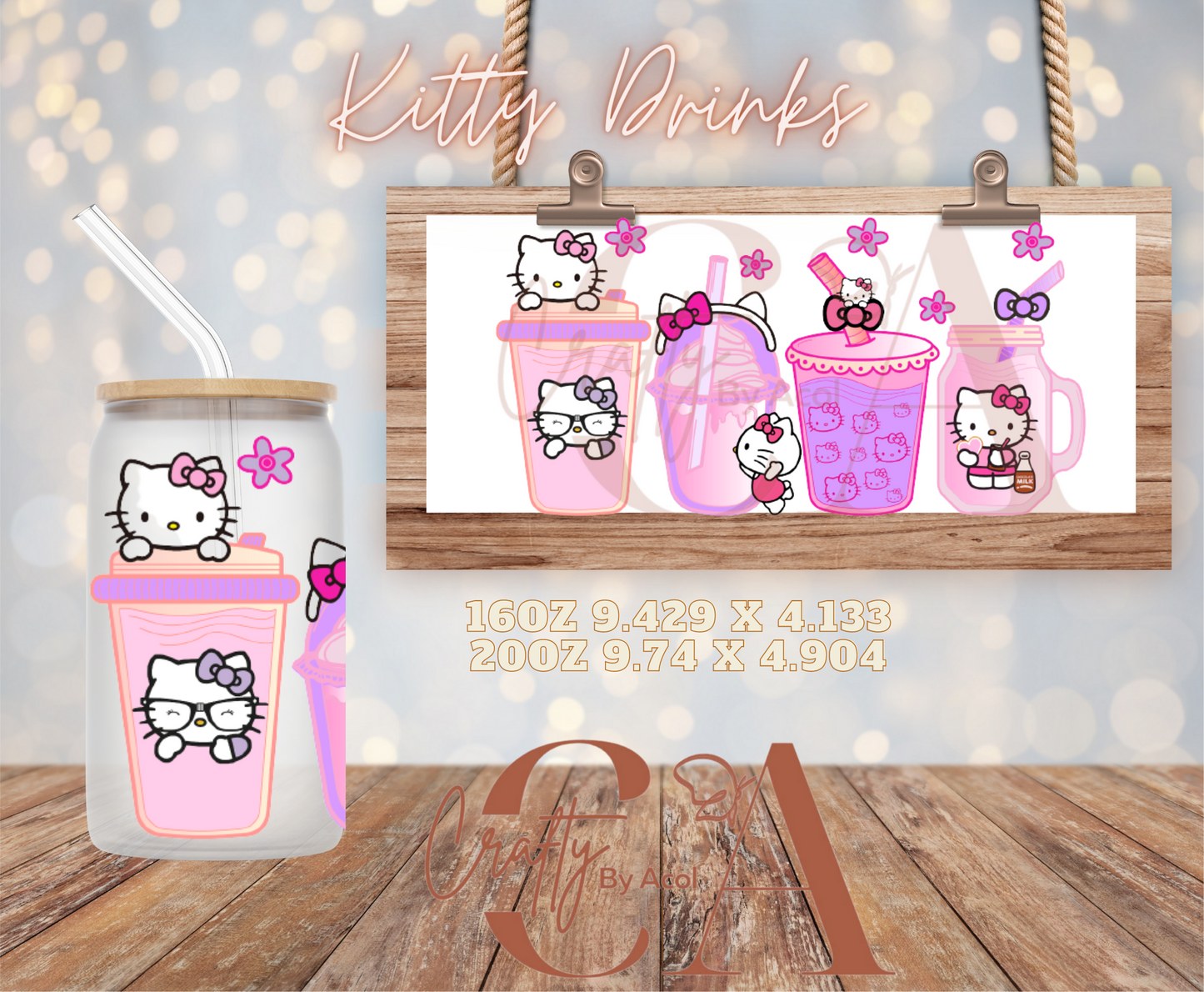 Kitty Drinks Vinyl Can Wrap