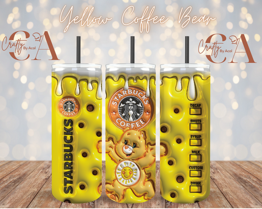 Yellow Coffee Bear Vinyl Can Wrap