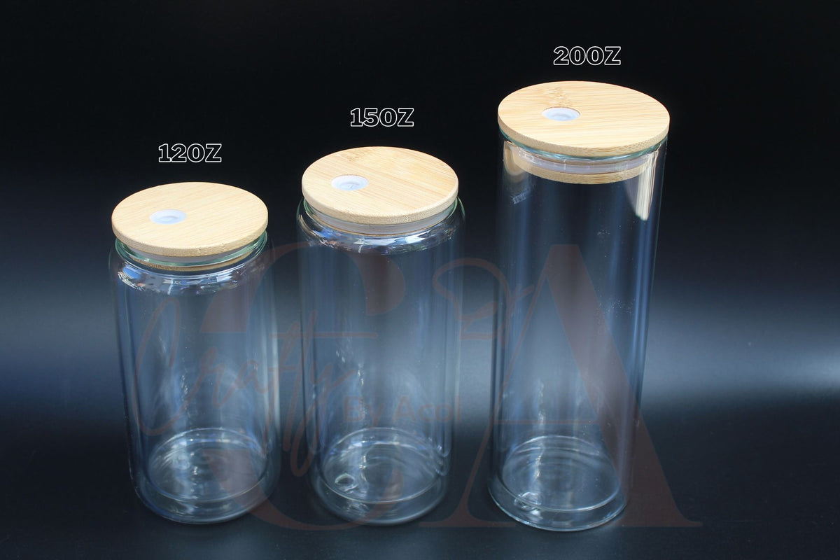 20oz Sublimation Snow Globe Glass Jar Tumbler with Bamboo Lid