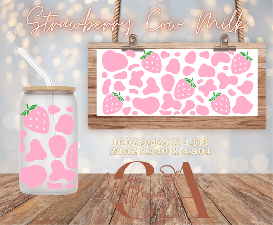Strawberry Cow Milk Vinyl Can Wrap
