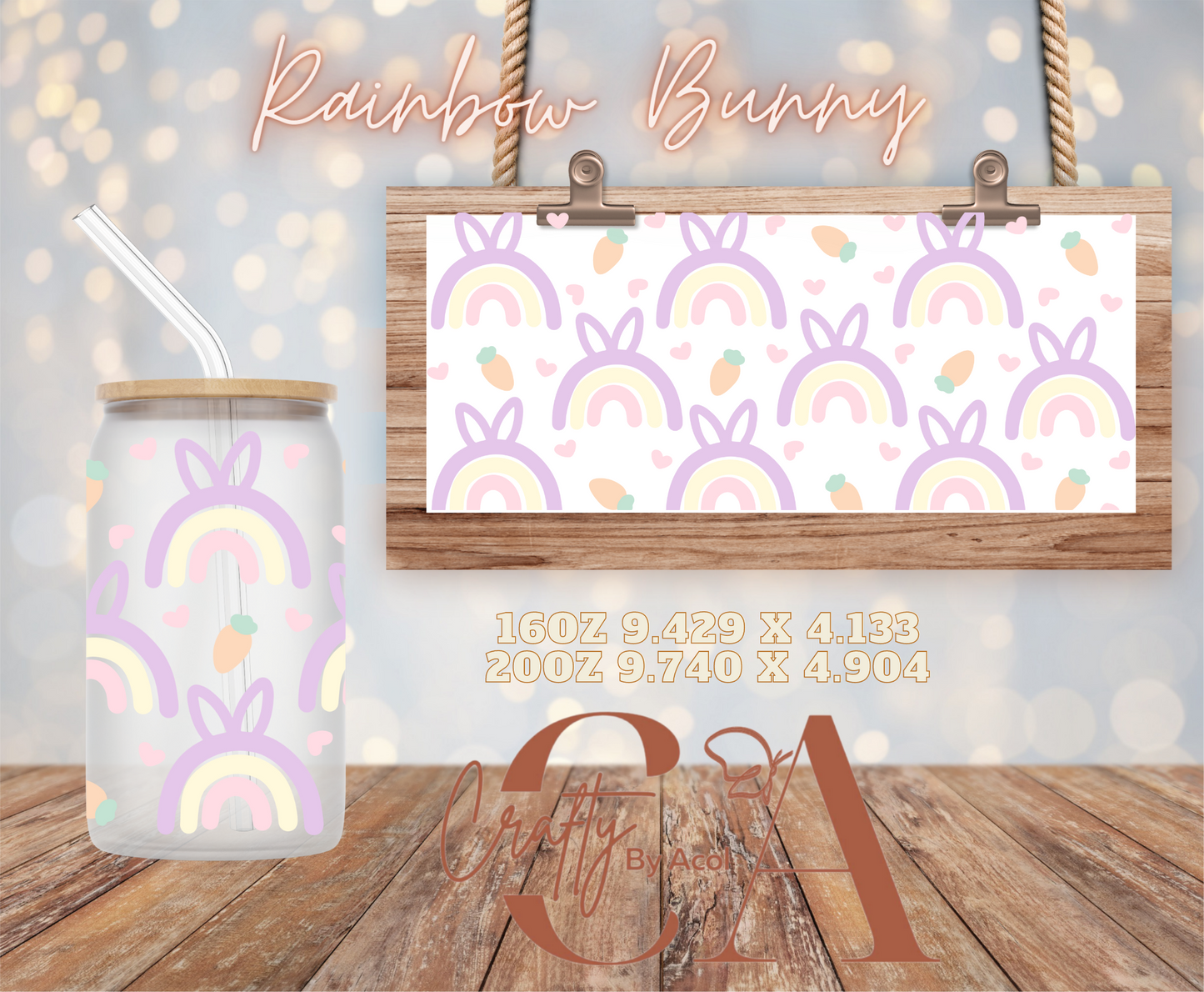 Rainbow Bunny Vinyl Can Wrap