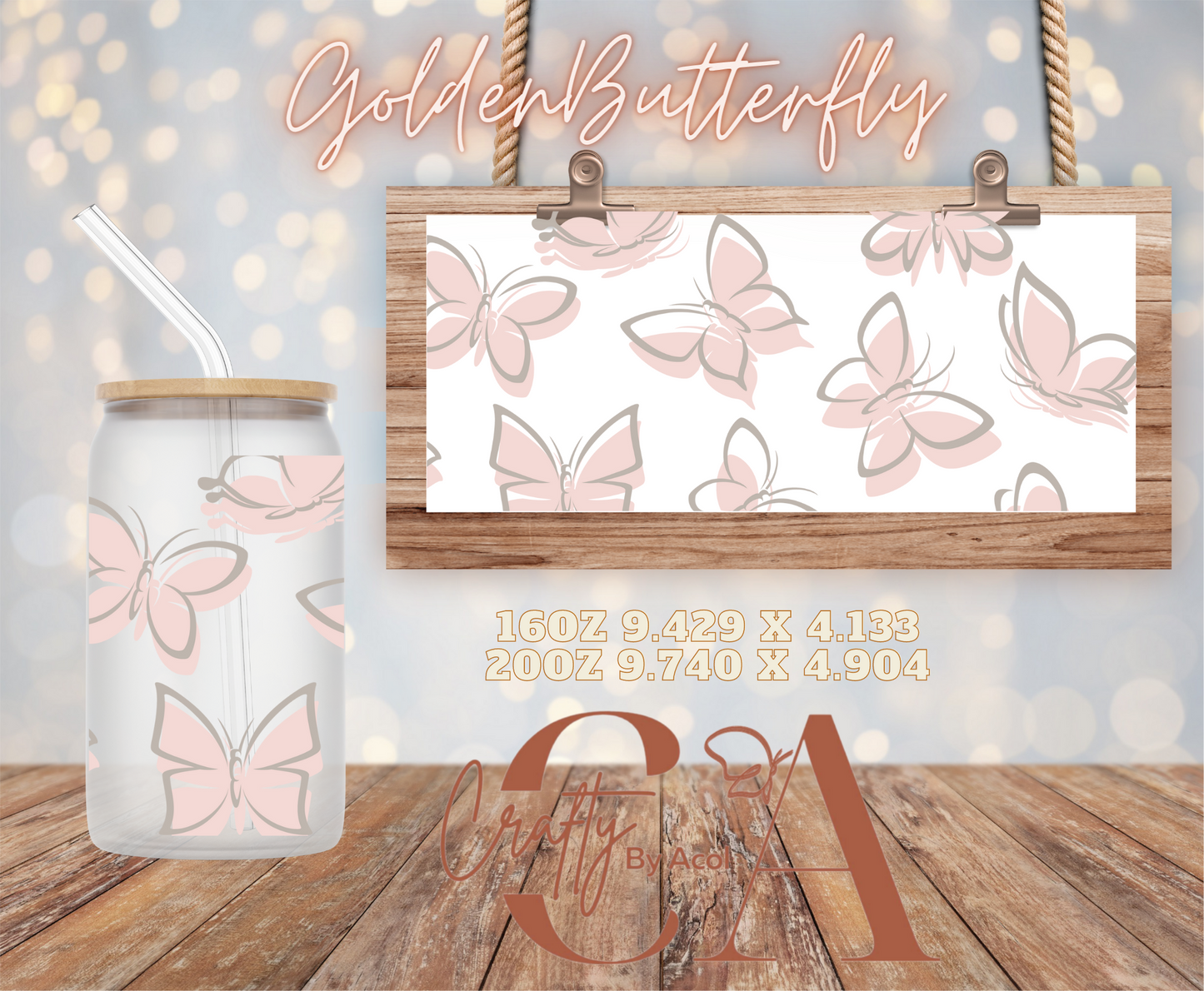 Golden Butterfly Vinyl Can Wrap