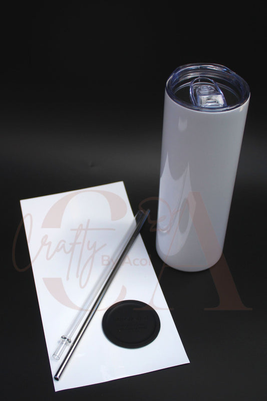 20oz Skinny White Sublimation Tumbler 25pieces