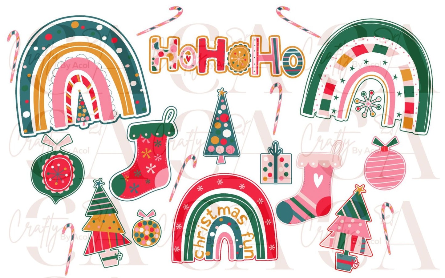 Holiday Christmas Rainbows Vinyl Can Wrap