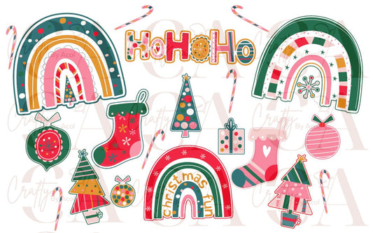 Holiday Christmas Rainbows  Vinyl Can Wrap