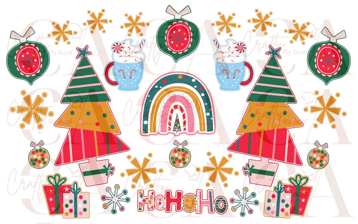 Holiday Rainbow Christmas Tree Vinyl Can Wrap