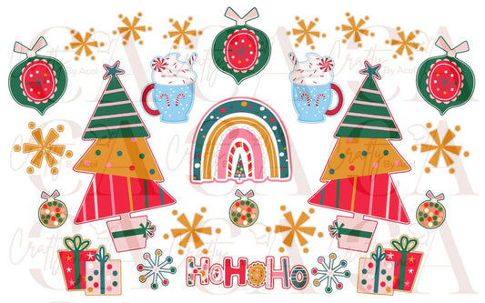 Holiday Rainbow Christmas Tree Vinyl Can Wrap