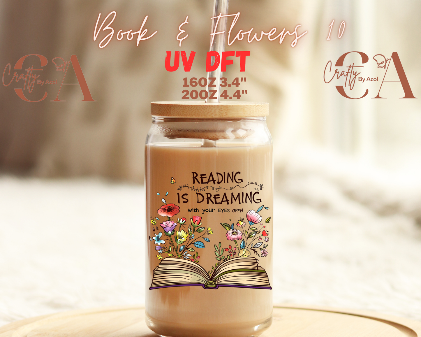 Book with Flowers Decal UV DFT