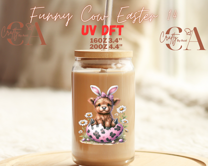 Funny Cow Easter Decal UV DFT Decal