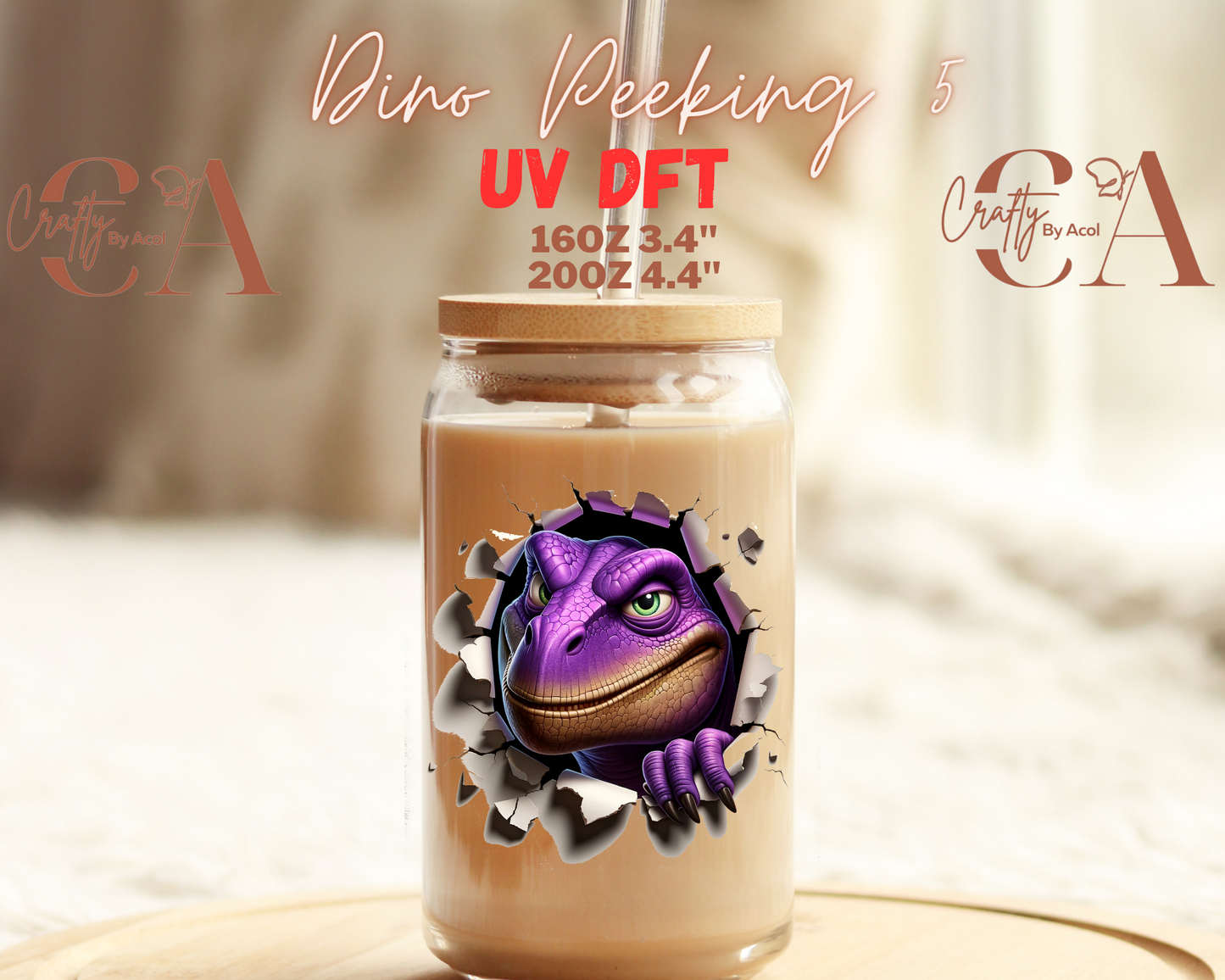 Dino Peeking Decal UV DFT