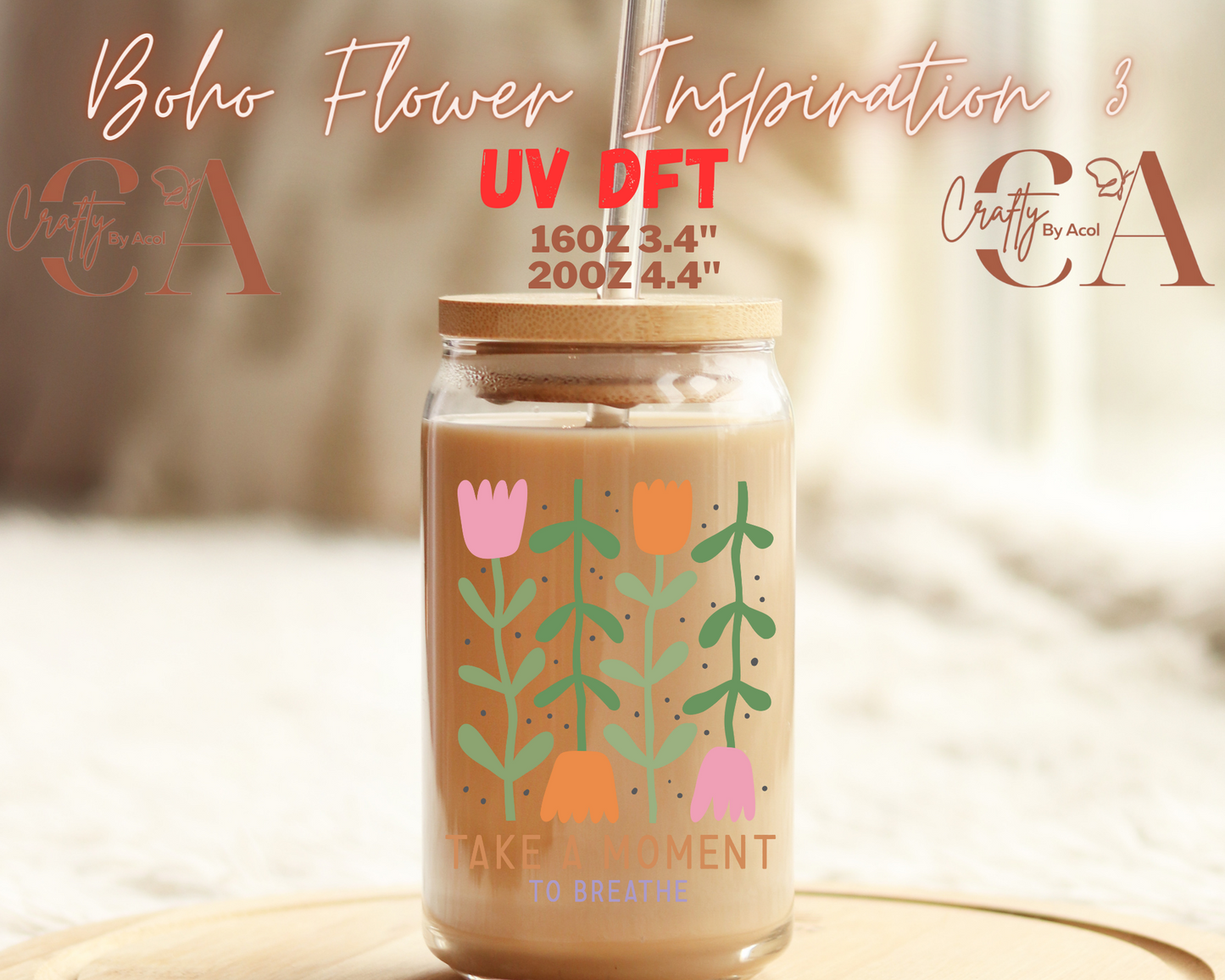 Boho Flowers Inspiration Decal UV DFT Decal