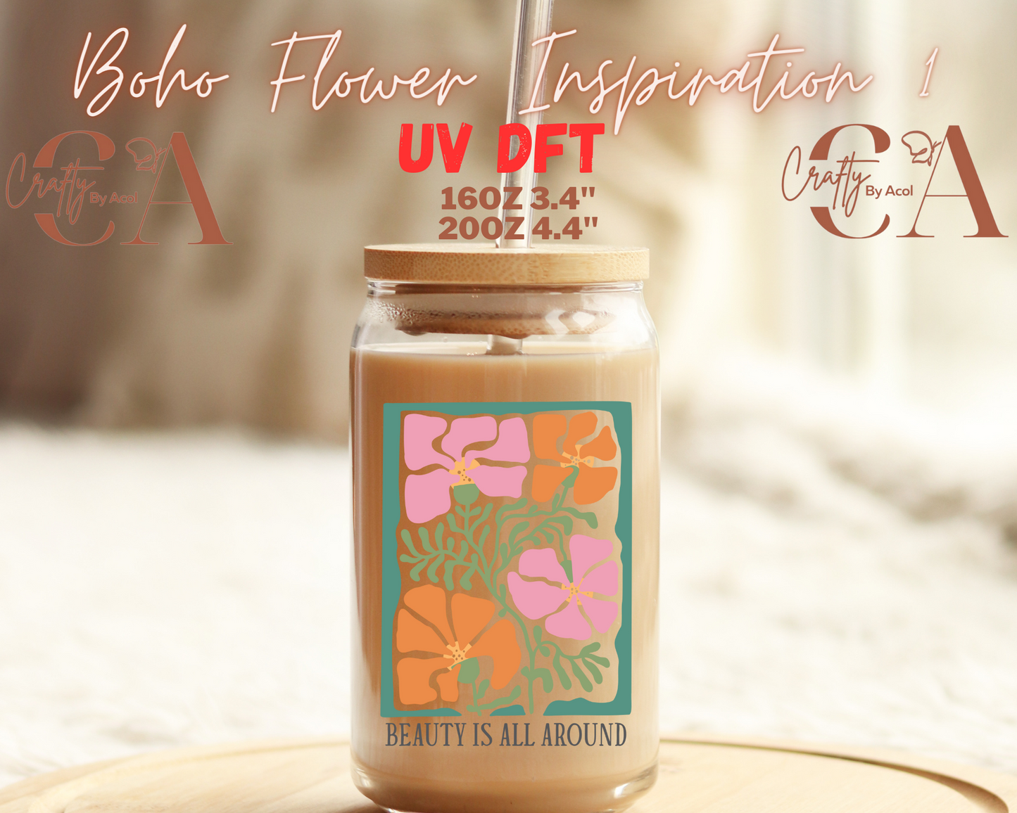 Boho Flowers Inspiration Decal UV DFT Decal