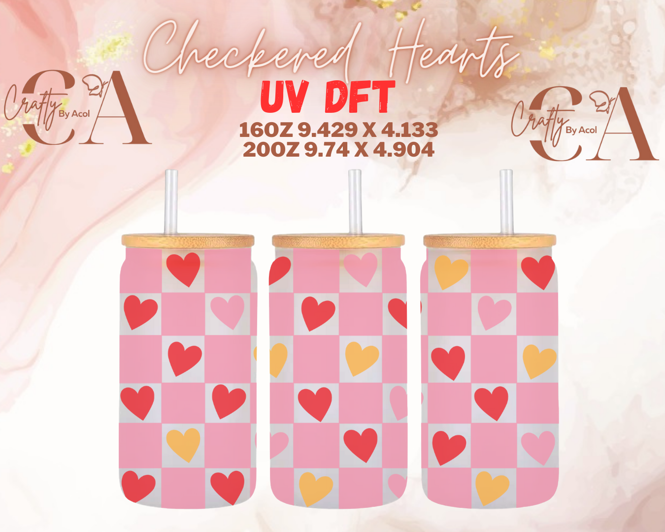 Checkered Hearts UV DFT Cup Wrap