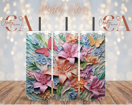 Pastel Lilies Vinyl Can Wrap