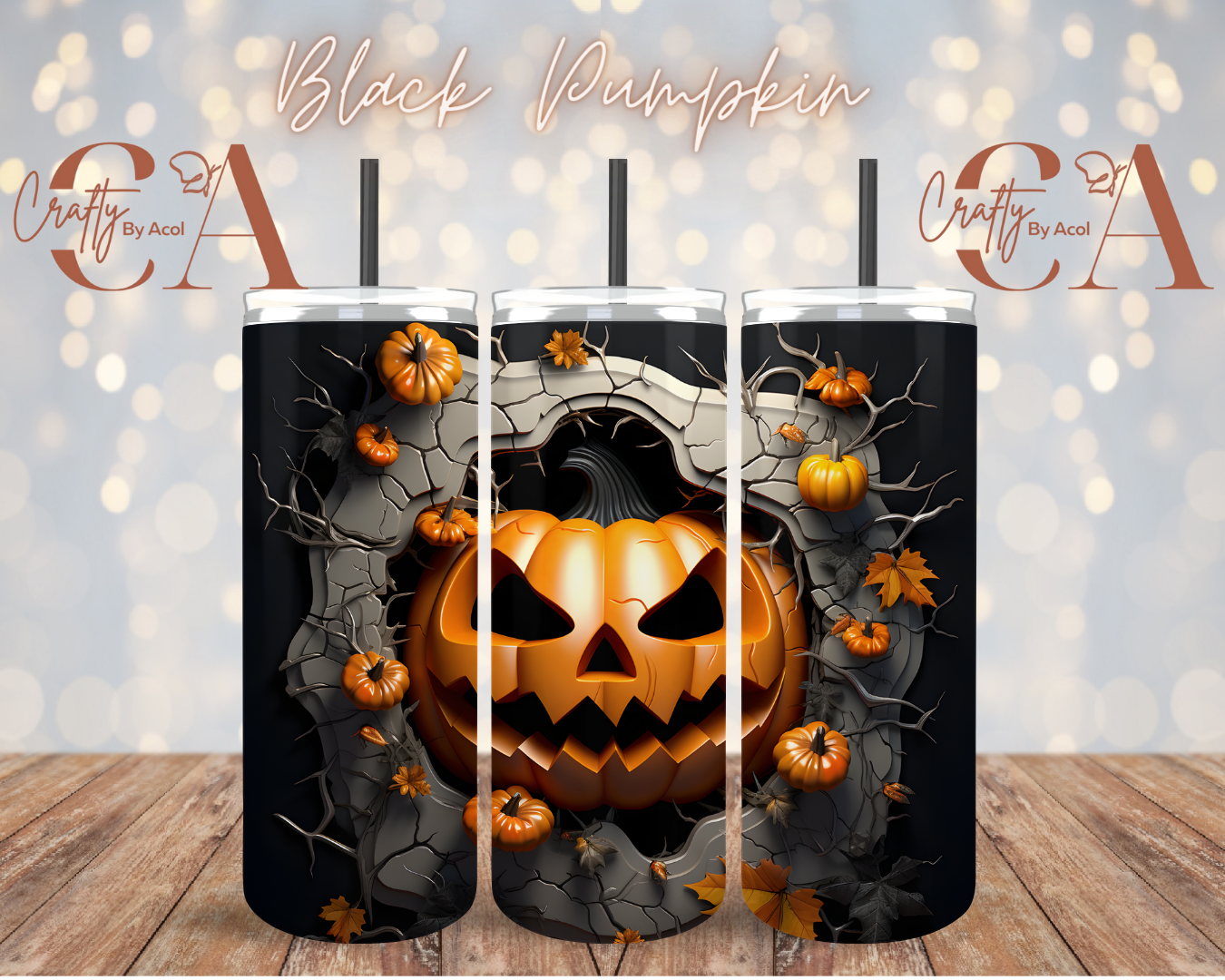 Black Pumpkin 3d  Vinyl Can Wrap