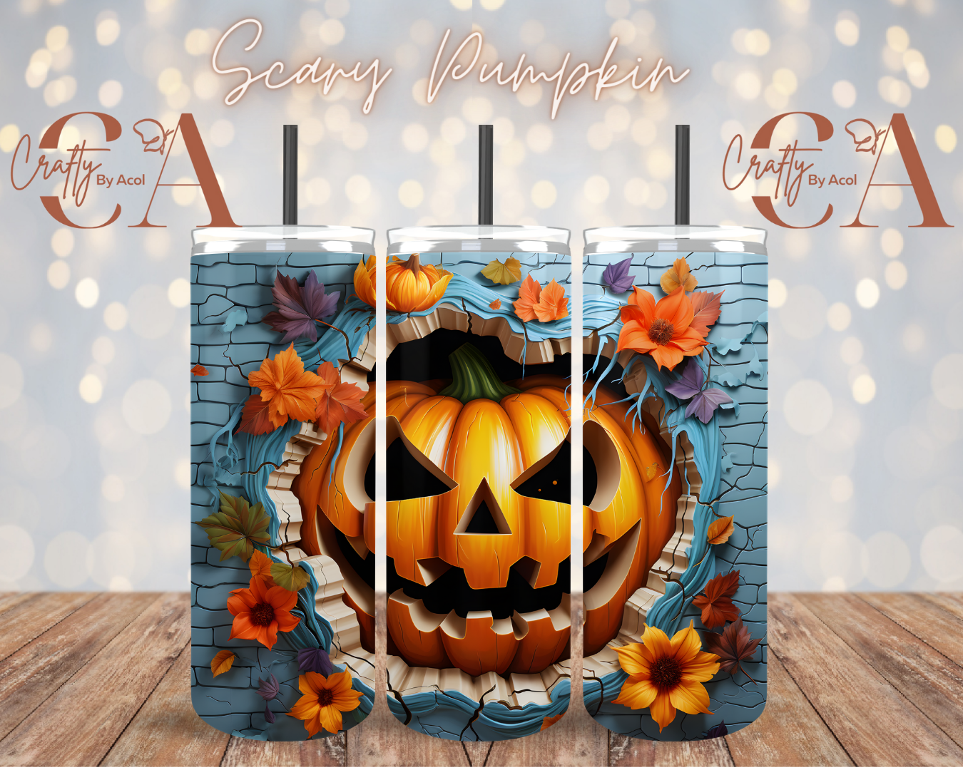 Scary Pumpkin 3d Vinyl Can Wrap