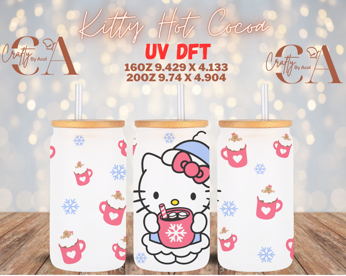 Kitty Hot Cocoa UV DFT Cup Wrap