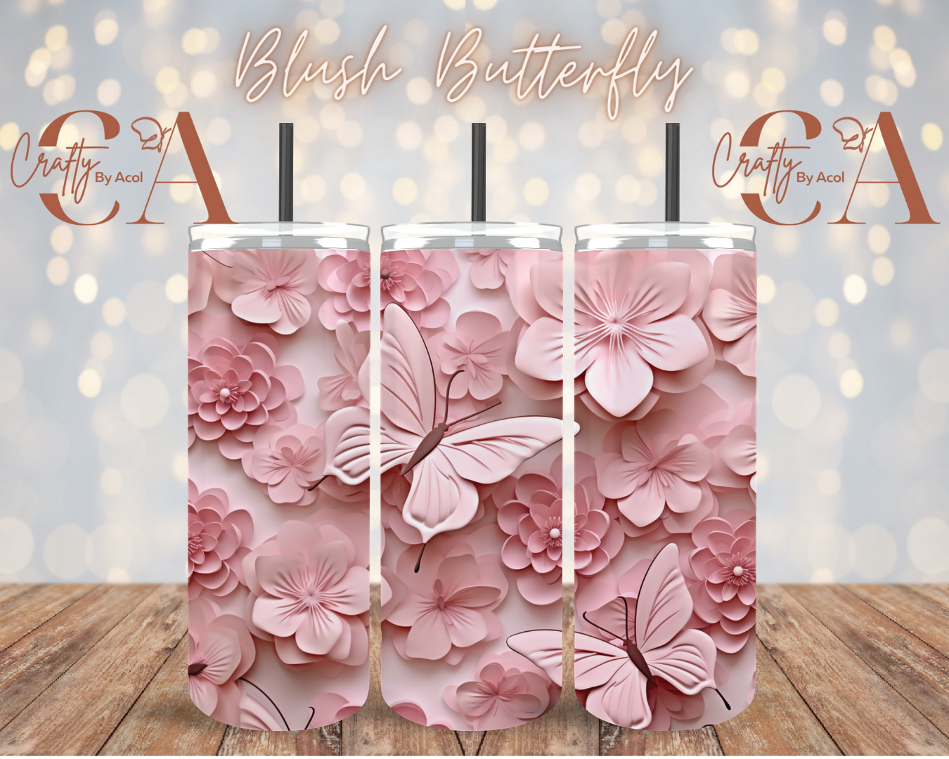 Blush Butterfly 3d Vinyl Can Wrap