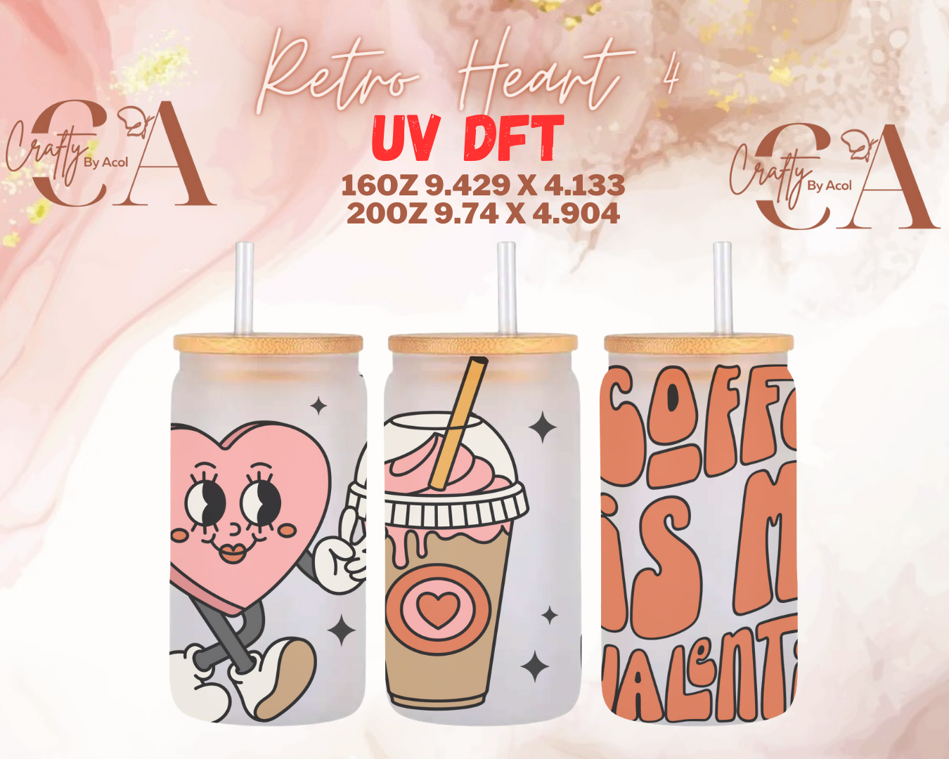 Retro Hearts UV DFT Cup Wrap