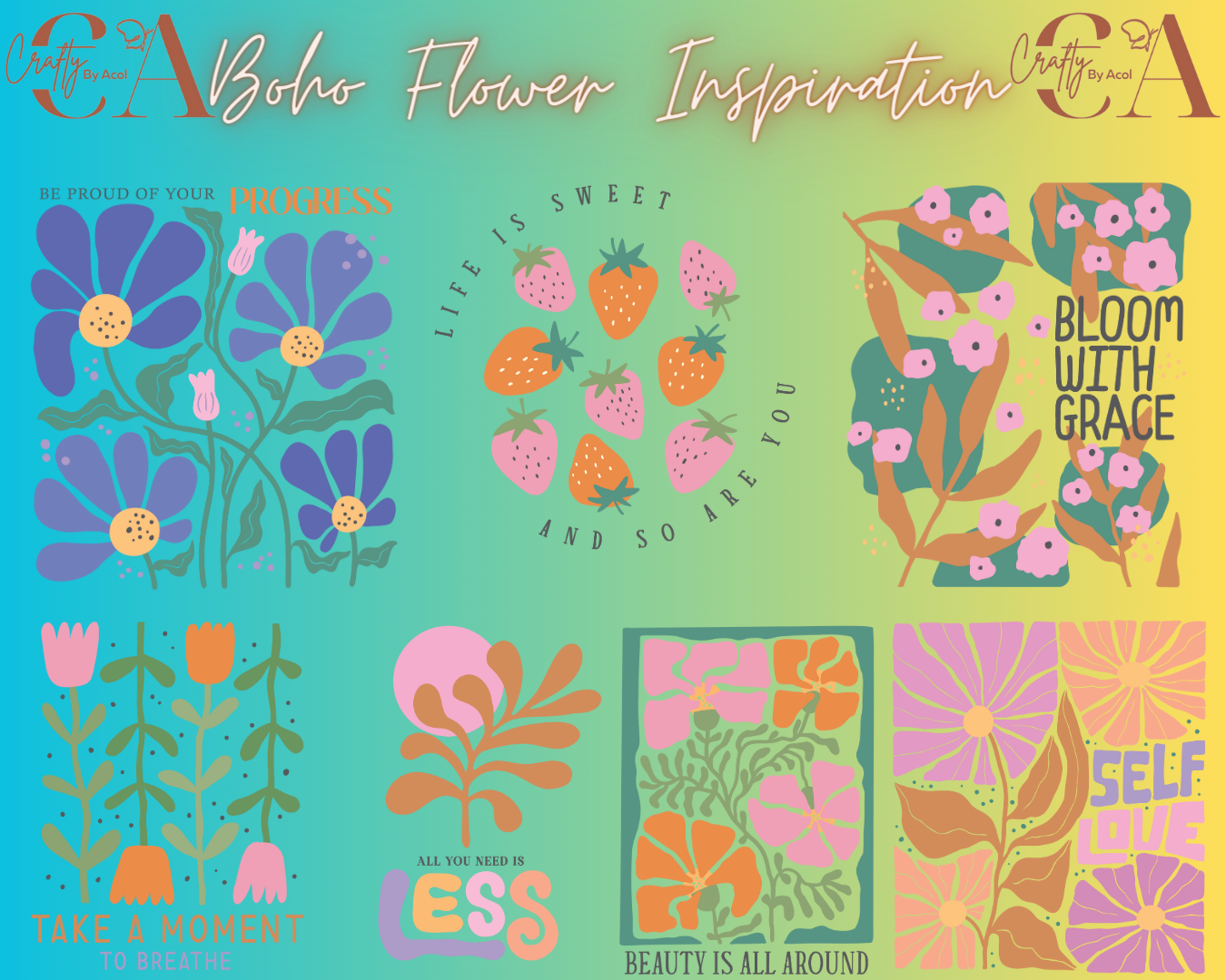 Boho Flowers Inspiration Decal UV DFT Decal