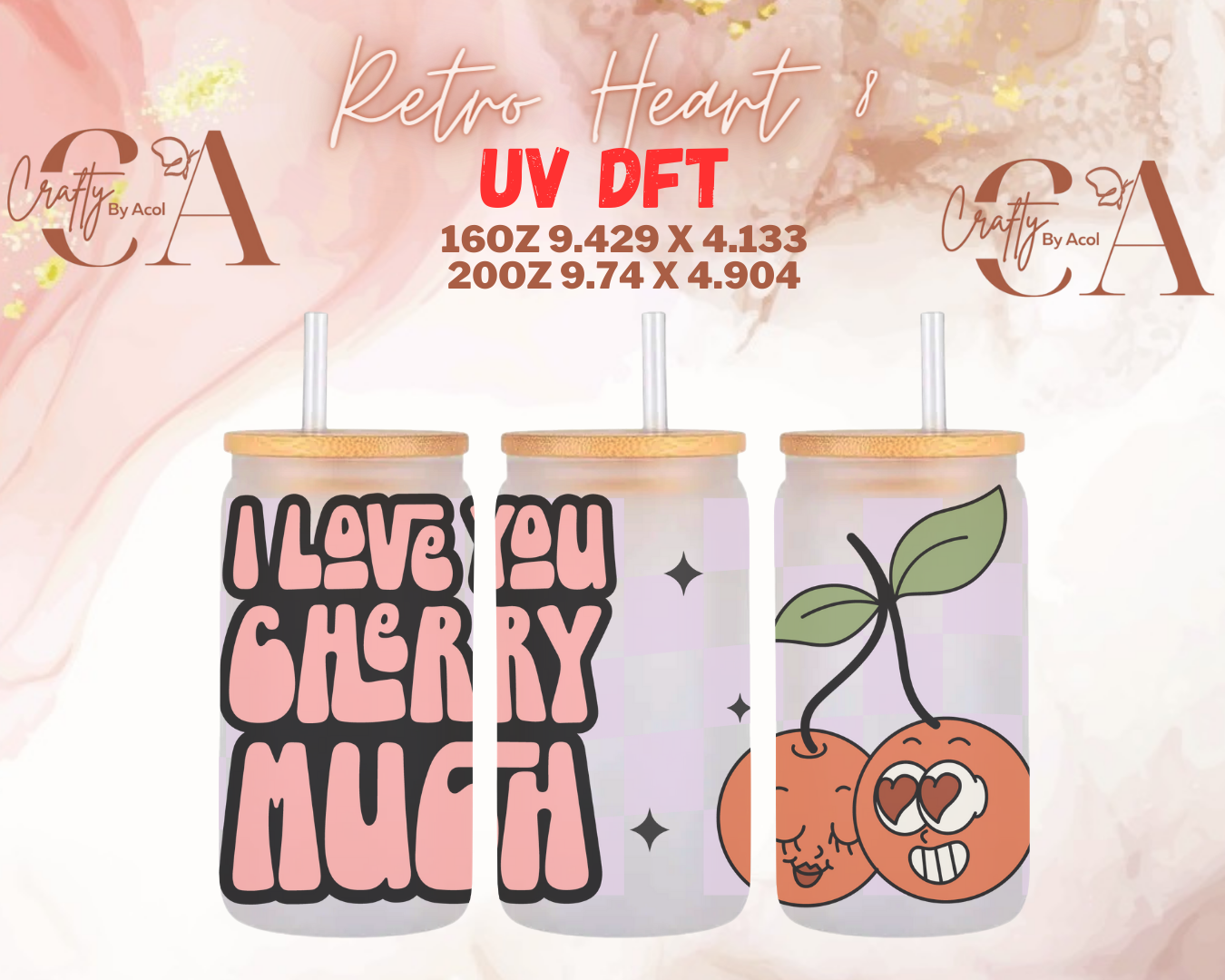 Retro Hearts UV DFT Cup Wrap