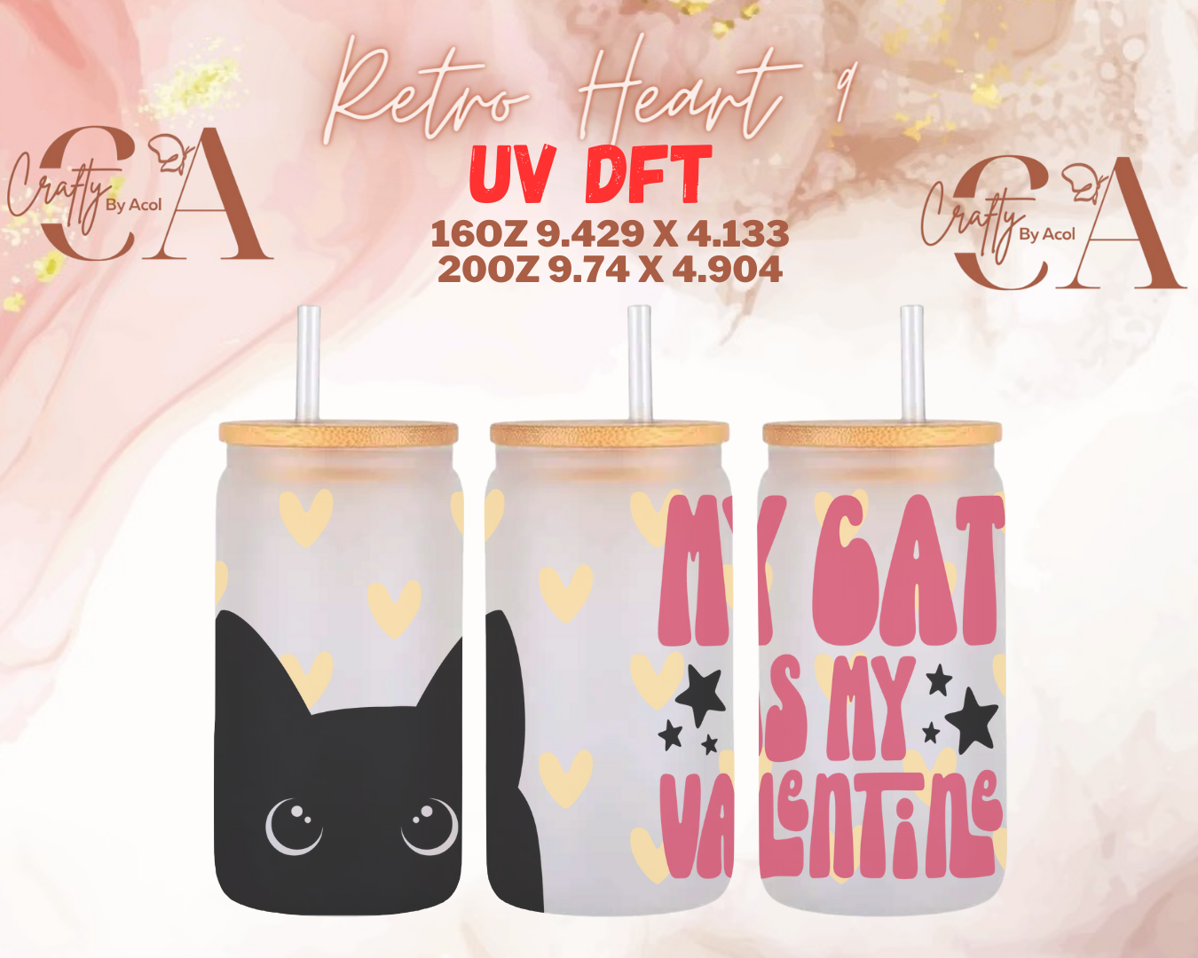 Retro Hearts UV DFT Cup Wrap