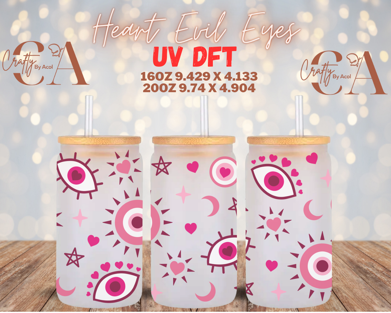 Heart Evil Eye UV DFT Cup Wrap