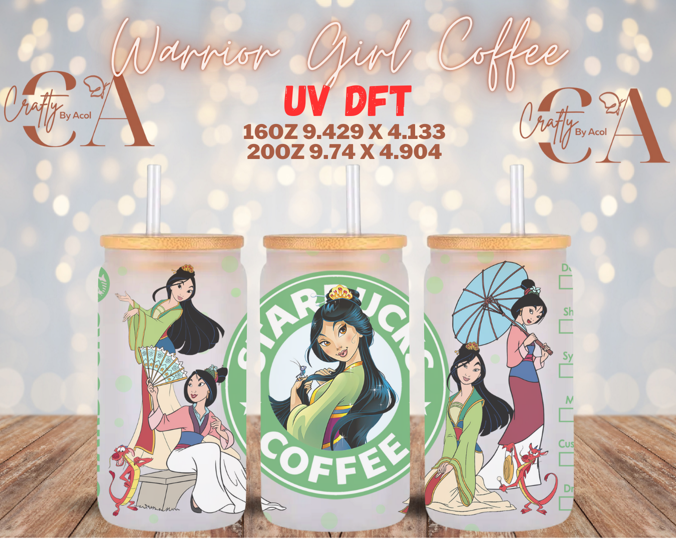 Warrior Girle Coffee UV DFT Cup Wrap