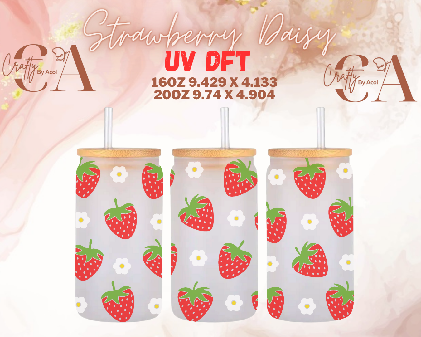 Strawberry Daisy UV DFT Cup Wrap
