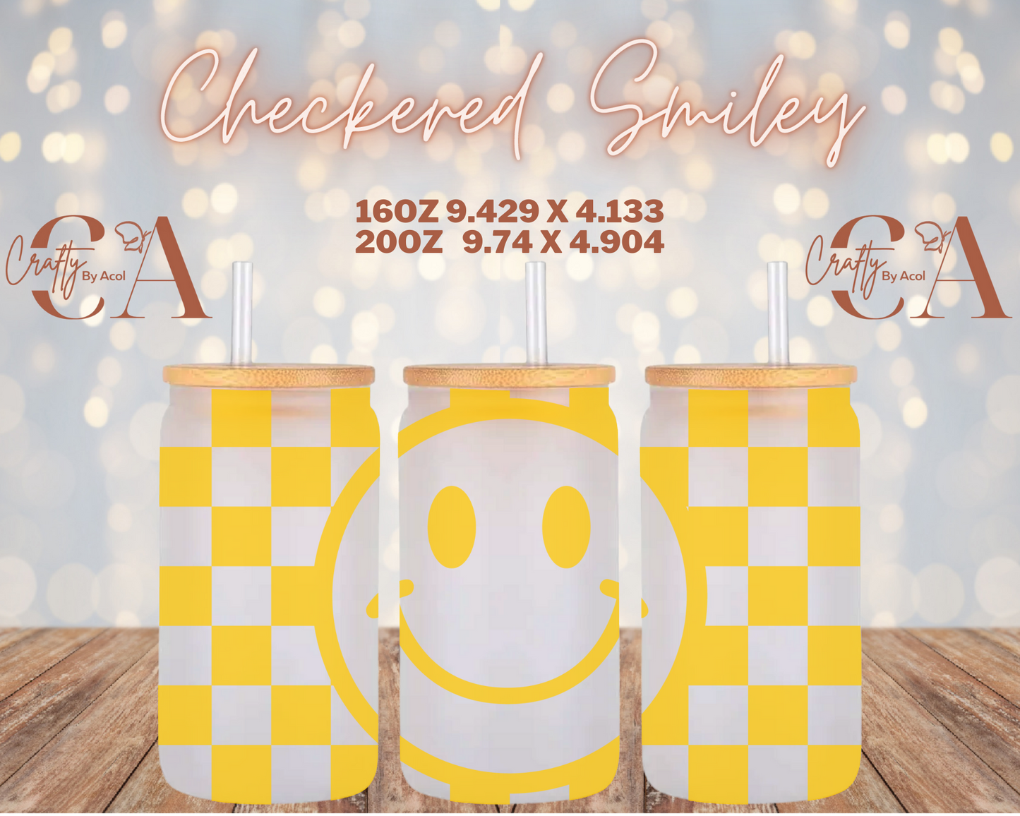 Checkered Smiley Vinyl Can Wrap