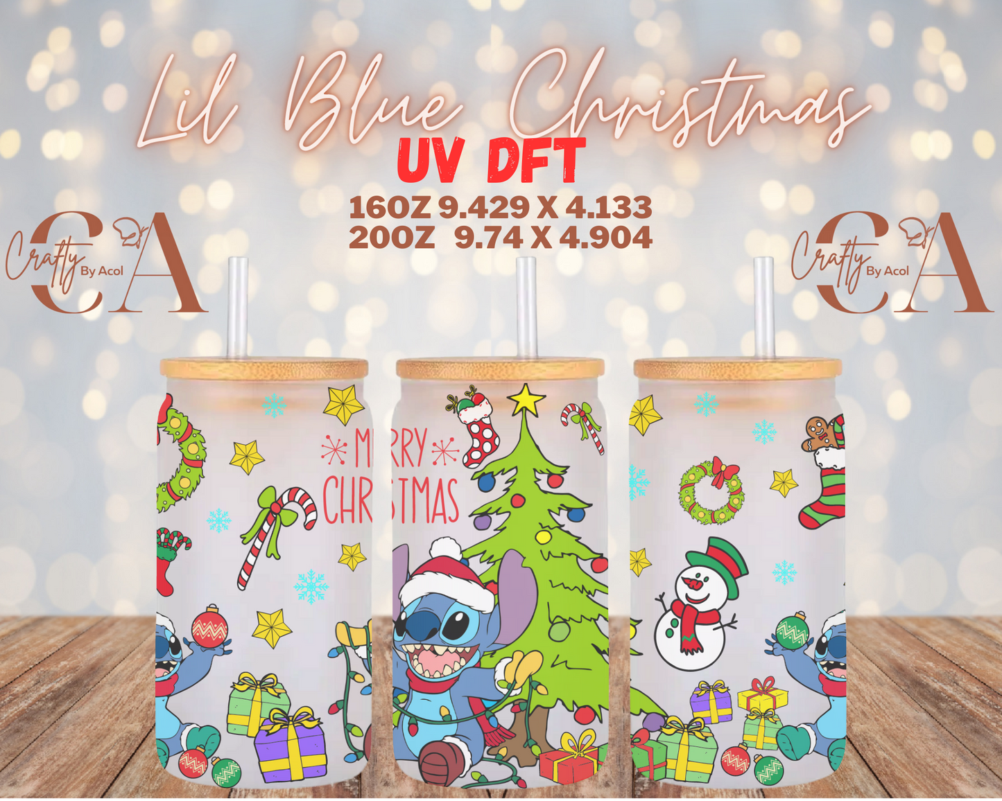 Lil Blue Christmas UV DFT Cup Wrap