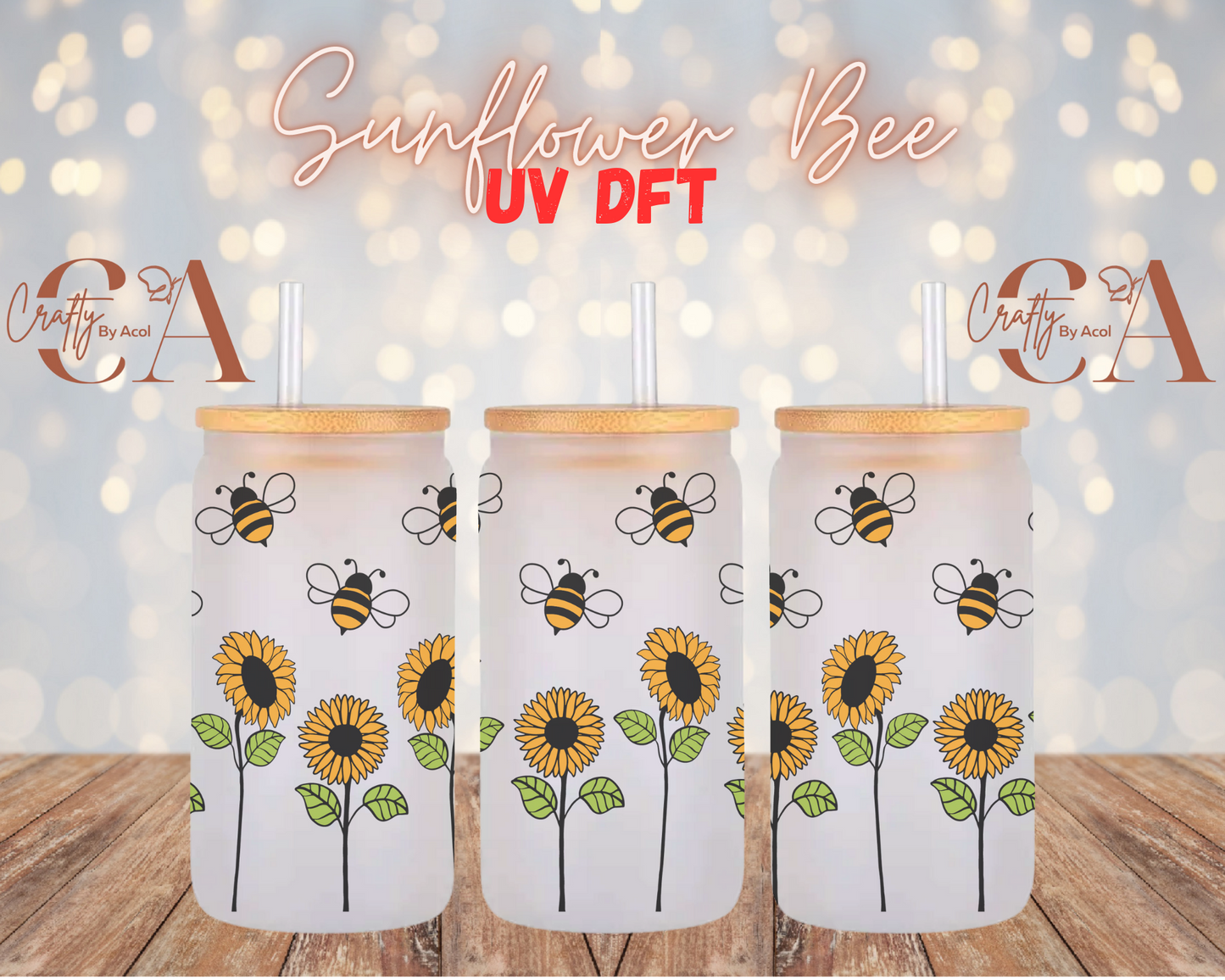 Sunflower Bee UV DFT Cup Wrap