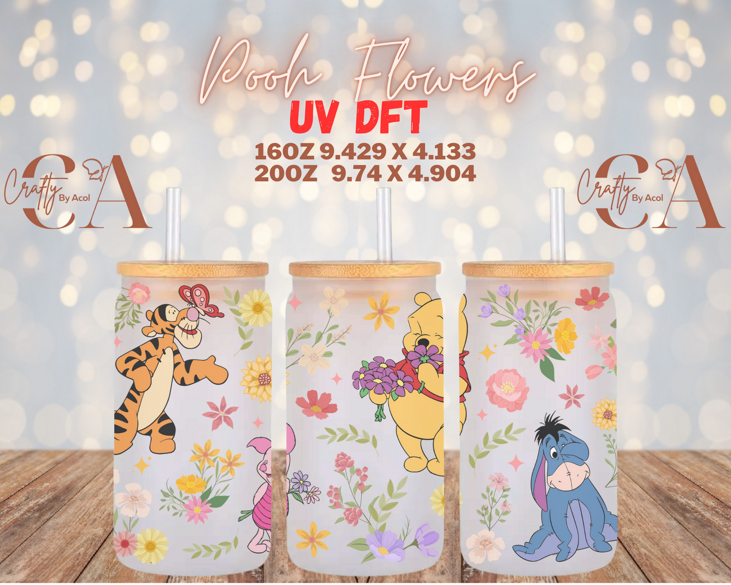 Pooh Flowers UV DFT Cup Wrap