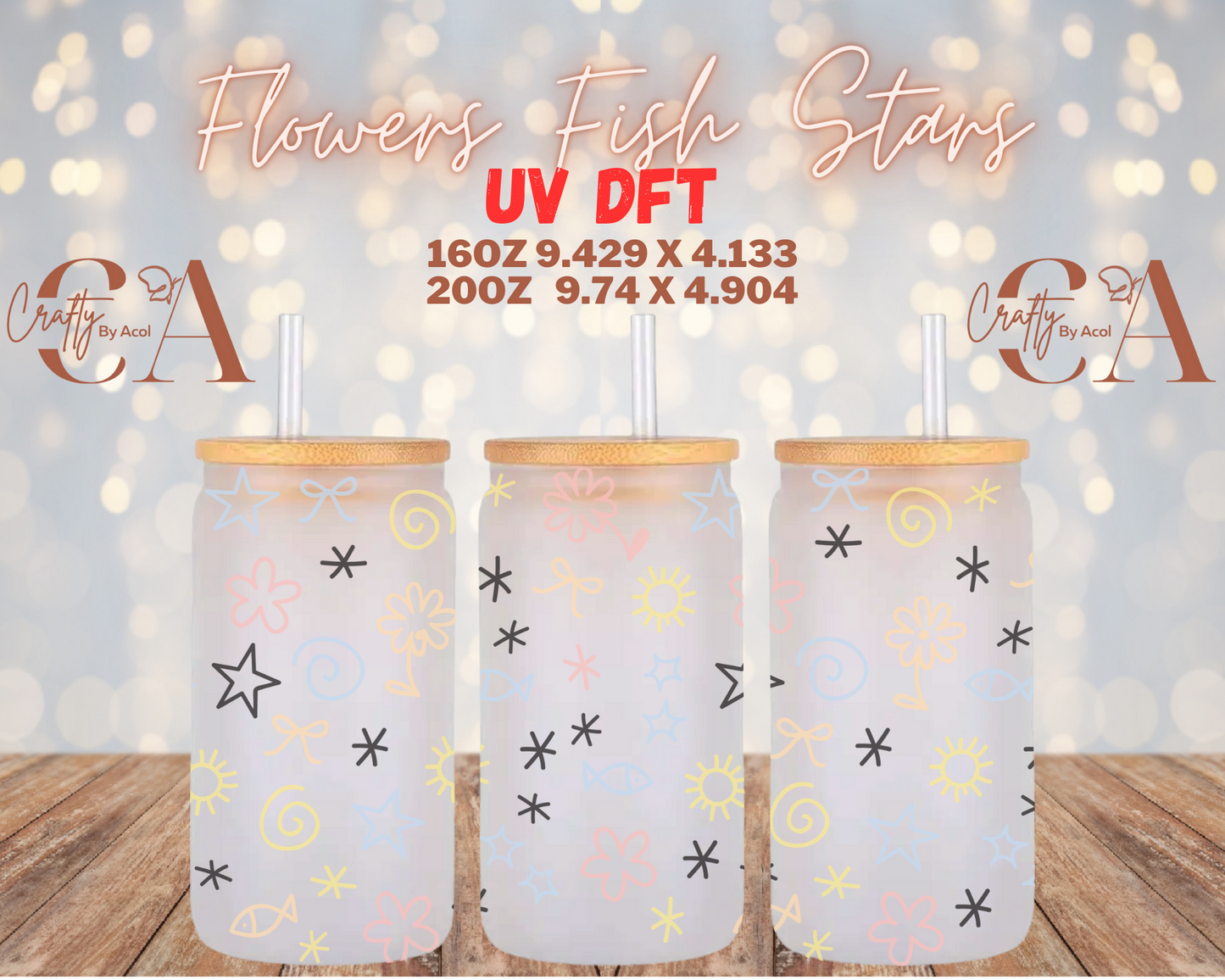 Flowers Fish Stars UV DFT Cup Wrap