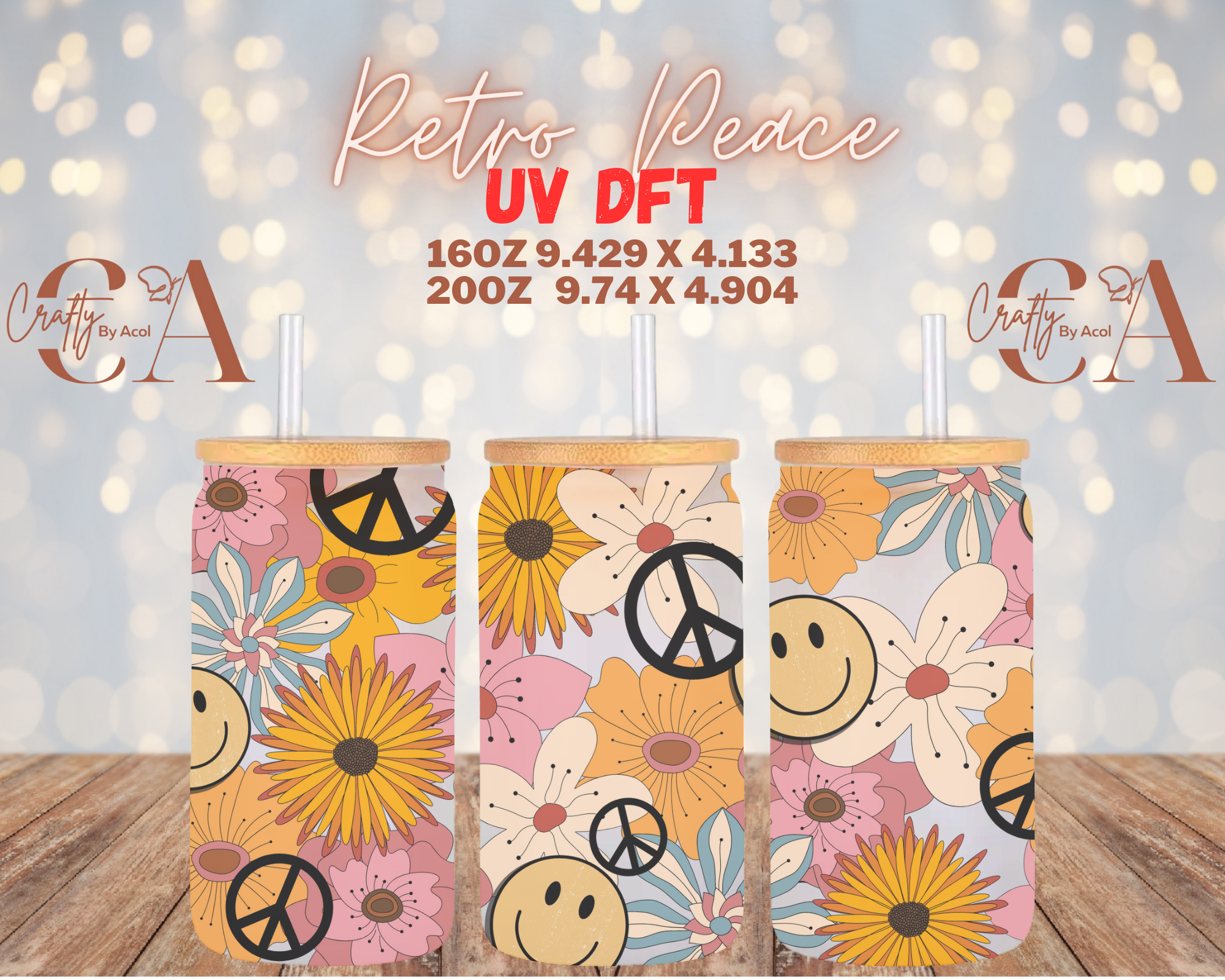 Wrapped Rtec Cups Retro Peace UV DFT Cup Wrap – CRAFTYCUPSBYACOL