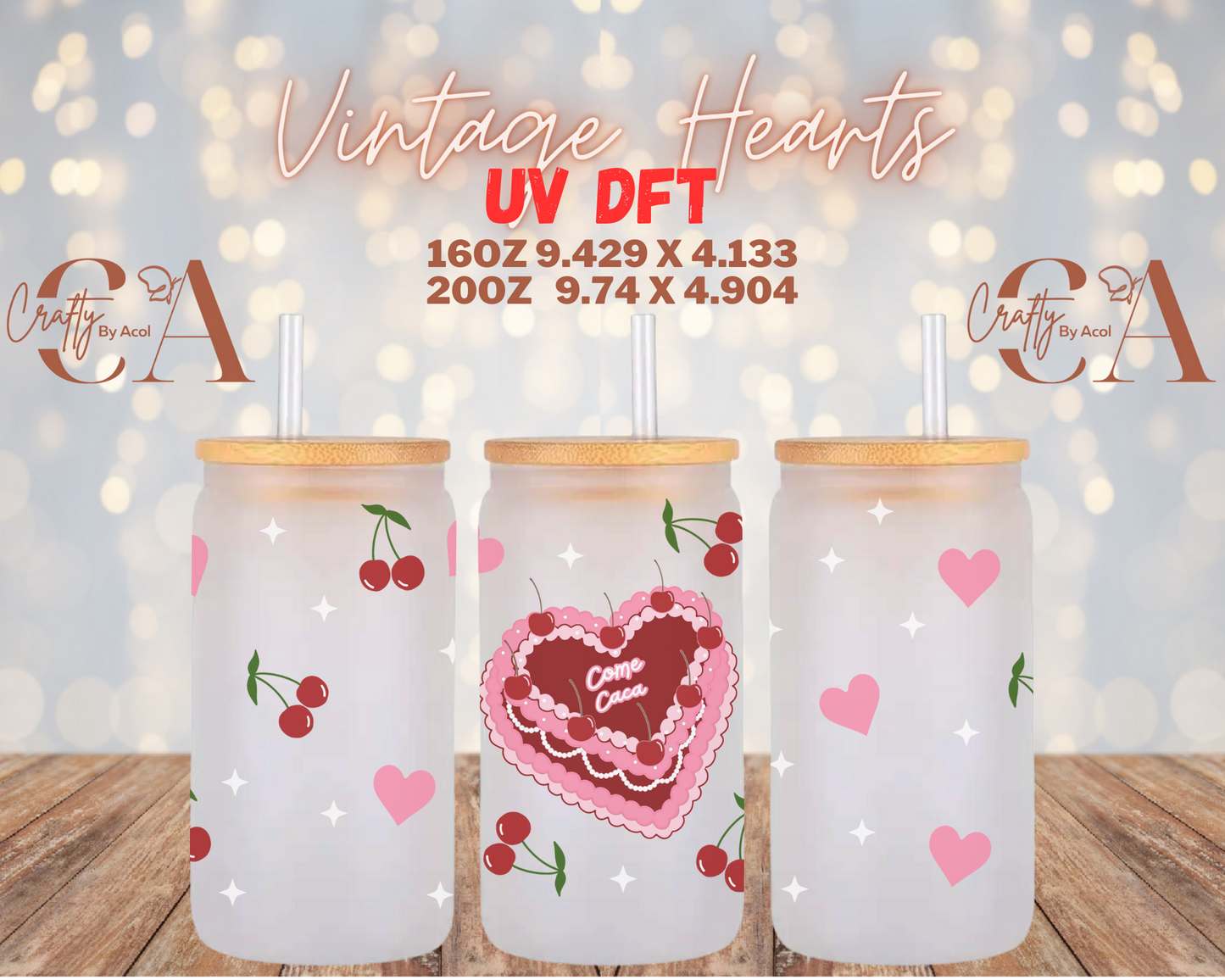 Vintage Hearts UV DFT Cup Wrap