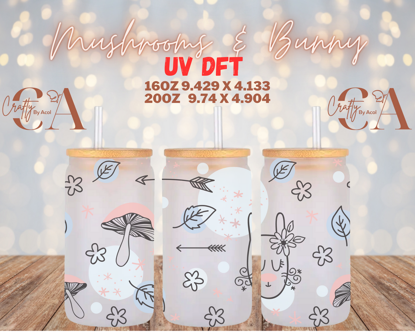 Mushroom & Bunny UV DFT Cup Wrap