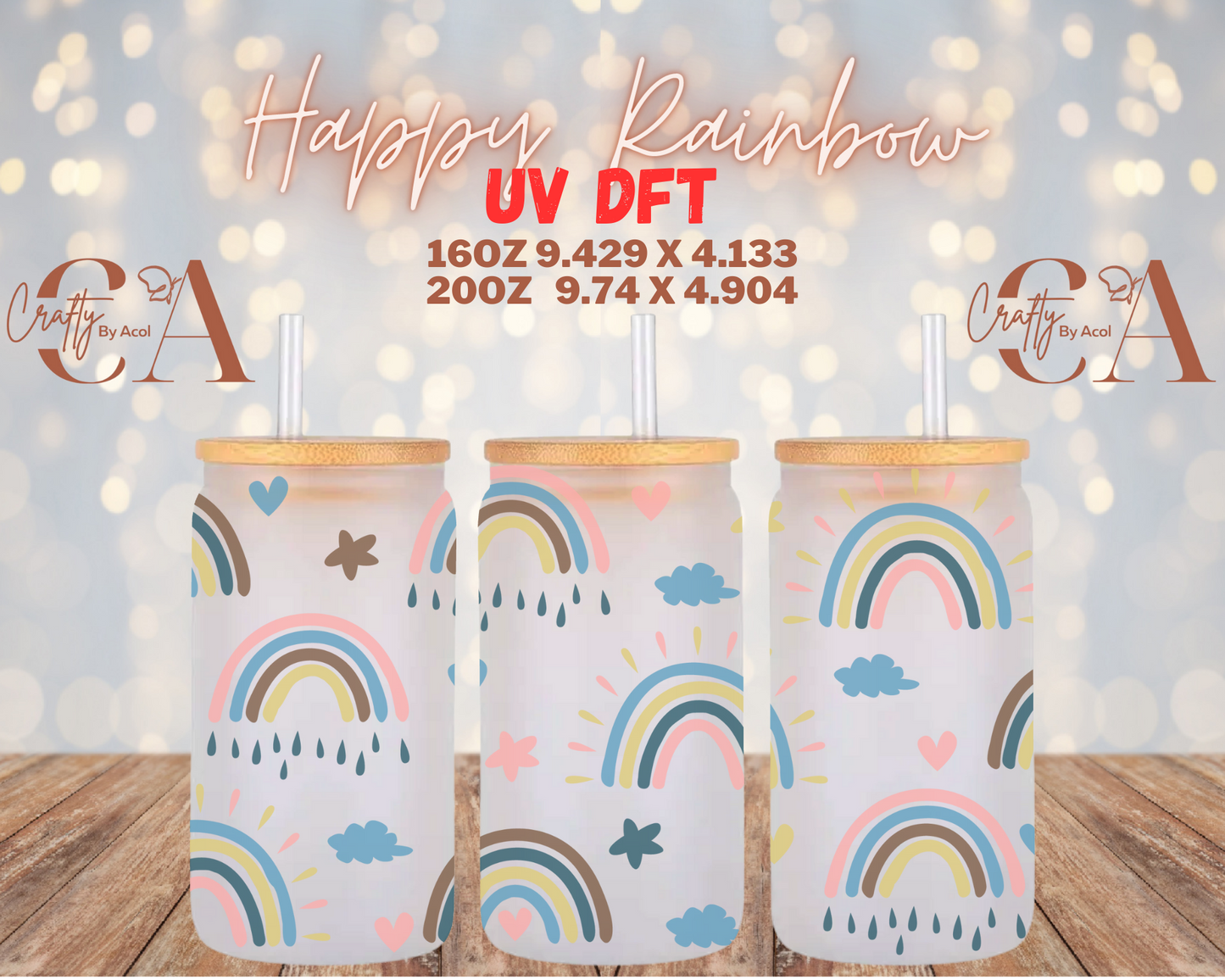 Happy Rainbow UV DFT Cup Wrap