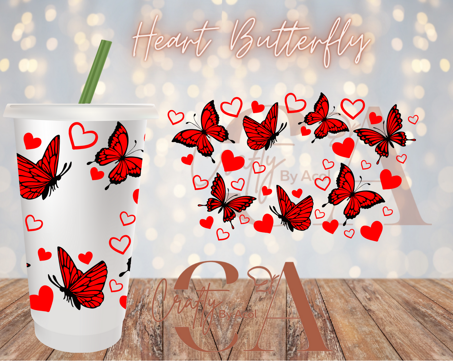 Heart Butterfly  Vinyl Can Wrap