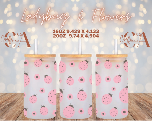 Ladybug & Flowers Vinyl Can Wrap