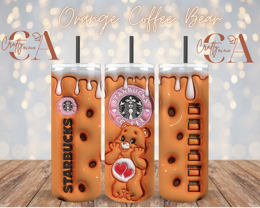 Orange Coffee Bear Vinyl Can Wrap