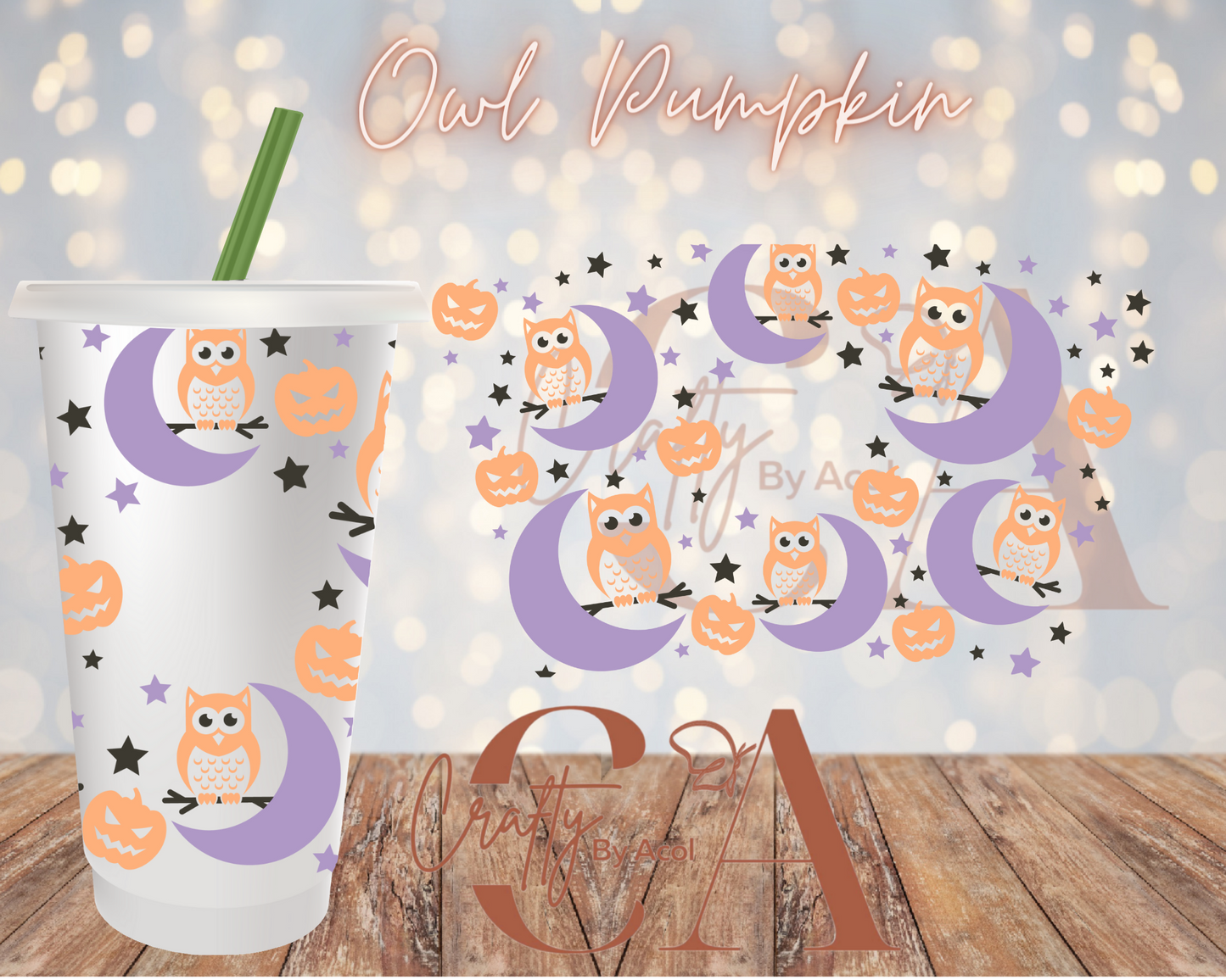 Owl Pumpkin Vinyl Can Wrap