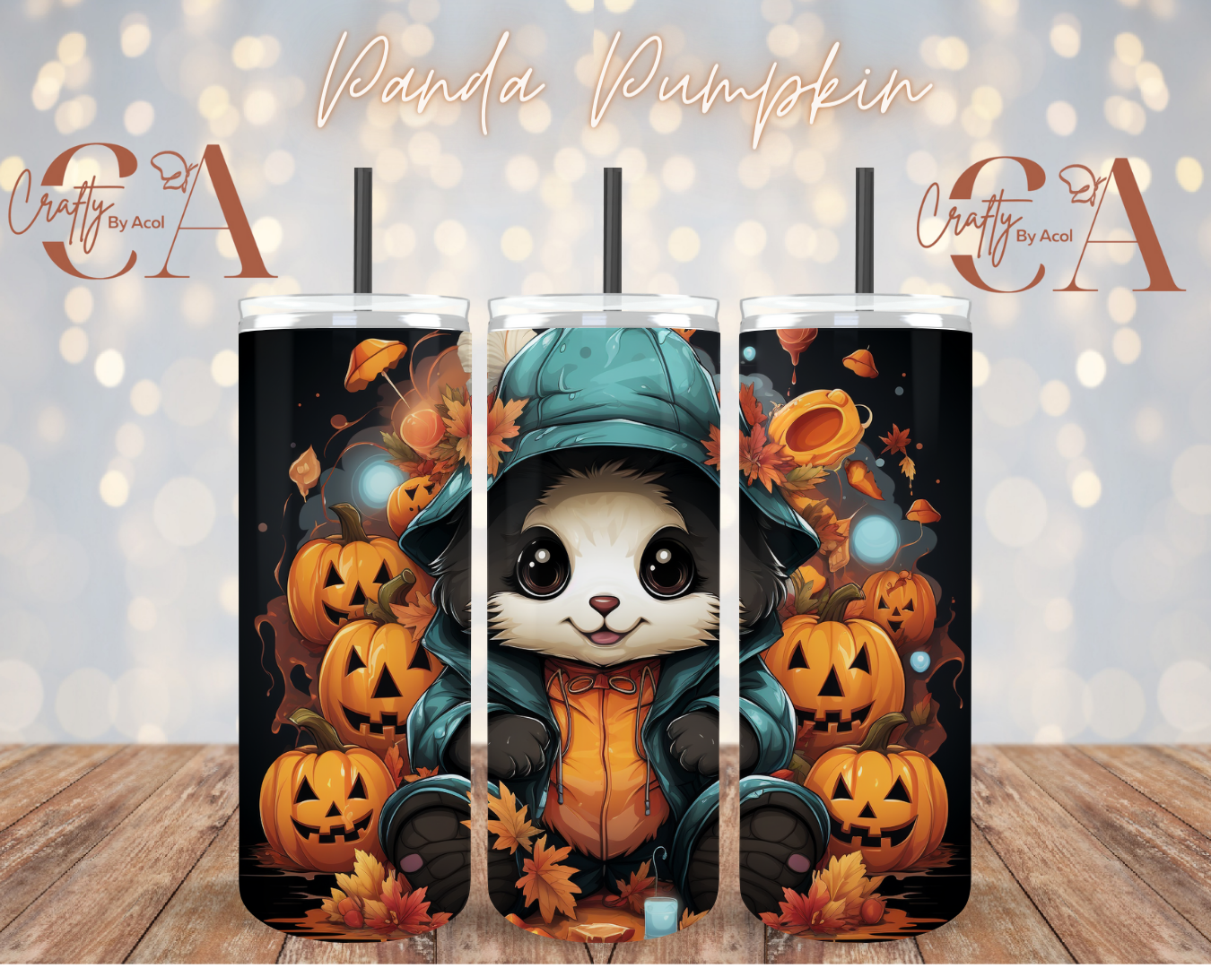 Panda Pumpkin Vinyl Can Wrap