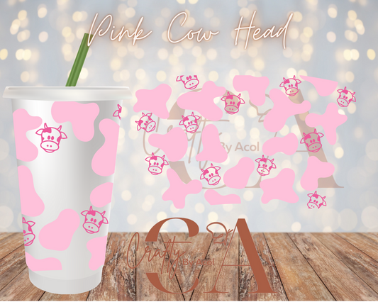 Pink Cow Head  Vinyl Can Wrap